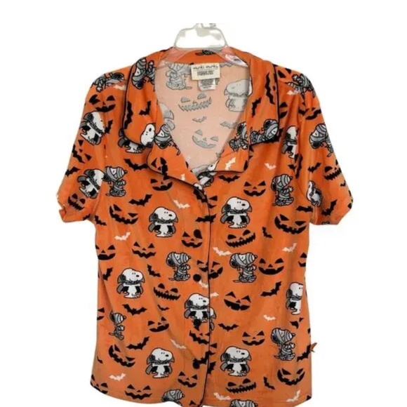 NWOT Munki Munki Women’s Halloween Peanuts Pajama Top Size Large Snoopy - Picture 1 of 1